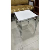 Çini Karo Uyumlu Gümüş  Renk Metal Sehpa - 40x40 cm Kare 