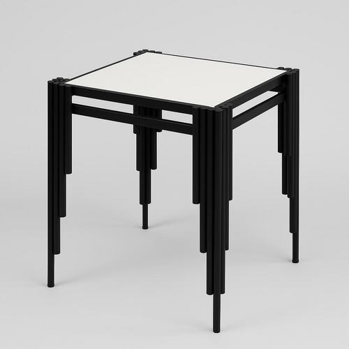 Çini Karo Uyumlu Siyah Renk Metal Sehpa - 40x40 cm Kare 