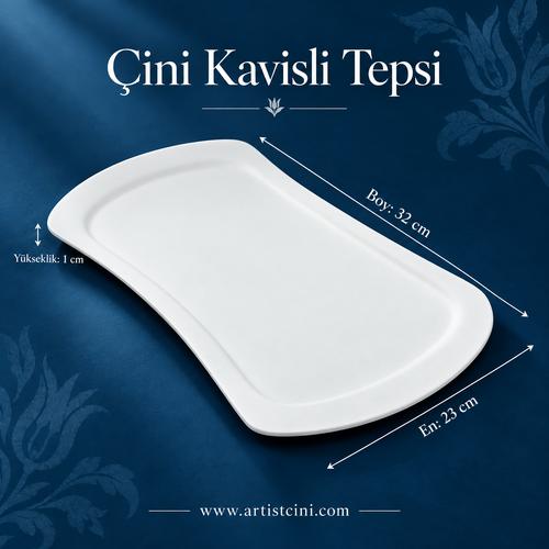 Çini Kavisli Tepsi  -  32x23 cm