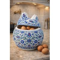 Çini Küre Kavanoz – Çini Kapaklı Tavuk Kavanoz 27 Cm.