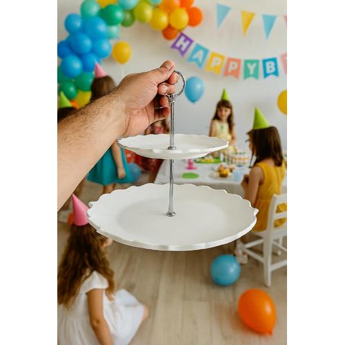 Çini Mertaban İki Katlı Sunumluk Tepsi Ham Bisküvi 