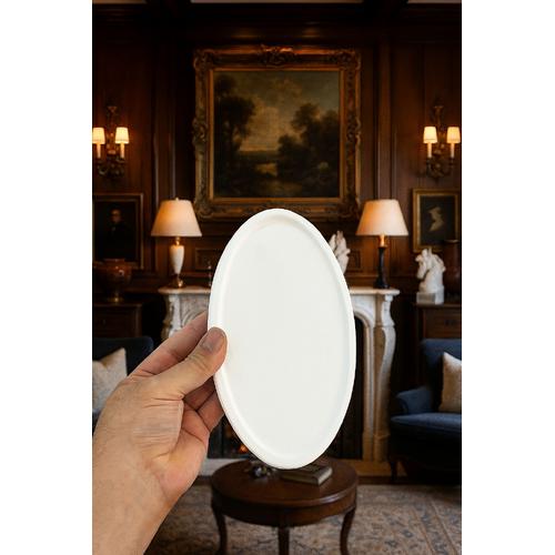 Çini Oval Tepsi Sunumluk Ham Bisküvi - 13x23 cm
