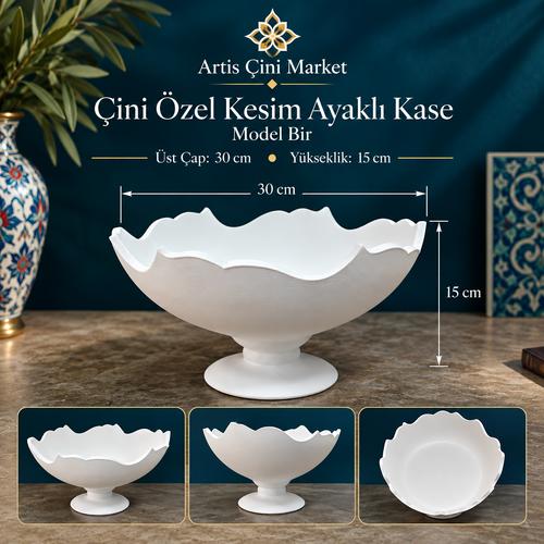 Çini Özel Kesim Ayaklı Kase – Model 1 - 30 cm
