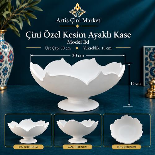 Çini Özel Kesim Ayaklı Kase – Model 2 - 30 cm