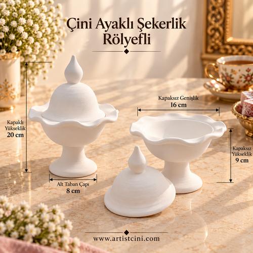 Çini Şekerlik – Ayaklı Rölyefli