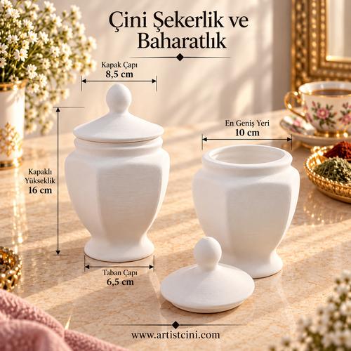 Çini Şekerlik  ve Baharatlık – Köşeli