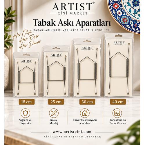 Çini Tabak Duvar Askı Aparatı – Yaylı Metal Askı 40 cm