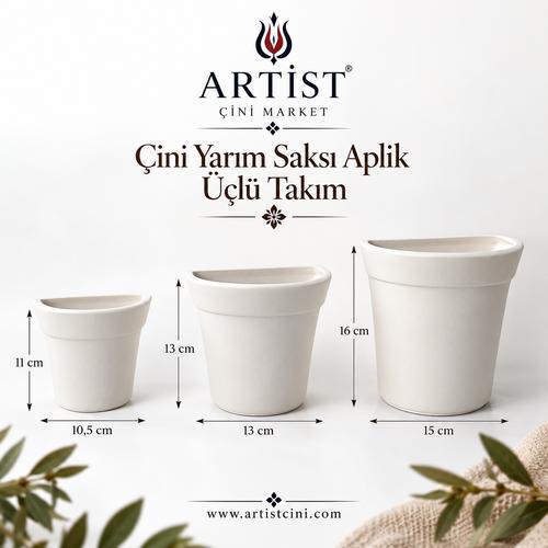 Çini Yarım Aplik Saksı Takım