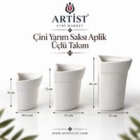 Çini Yarım Aplik Saksı Takım