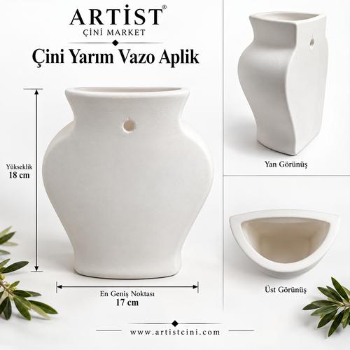Çini Yarım Aplik Vazo