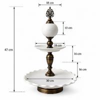 İki Katlı Çini Sunumluk – 47 cm Antik Gold