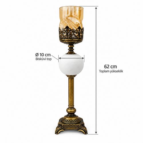 Kandil Koleksiyonu Kehribar Şamdan — 62 cm