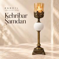 Kandil Koleksiyonu Kehribar Şamdan — 62 cm