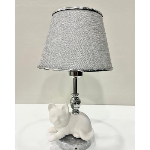 Oturan Kedi Çini  Bisküvi Gümüş Renk Duy Aparatlı (Şapkalı 42 cm) 