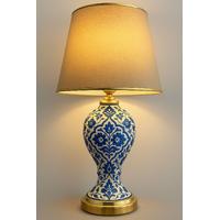 Peruze Abajur Çini Bisküvi - Gold Duy Set - 30 Cm Abajur Şapka No:7