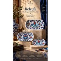 Rölyefli Dikdörtgen Çini Tabak - 30 cm