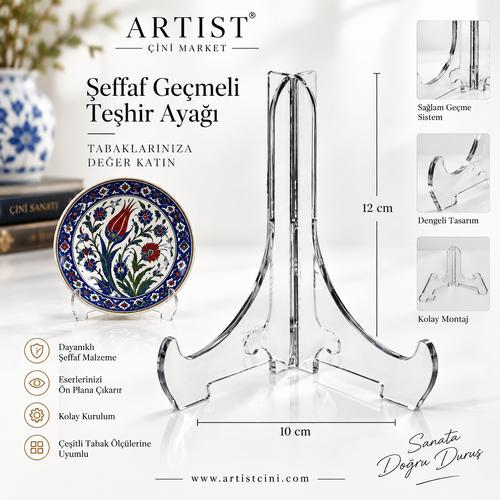 Şeffaf Geçmeli Çini Tabak Teşhir Ayağı – Kalın Model 10 × 12 cm
