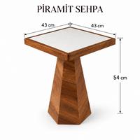 Piramit Sehpa – Çini Karo Uyumlu Doğal Kayın Ahşap Yan Sehpa