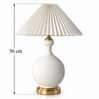 Topuz Abajur – 30 cm Çini Bisküvi Gold Detaylı 