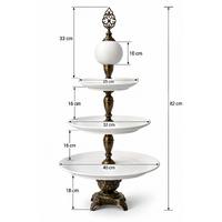 Üç Katlı Çini Sunumluk – 80 cm Antik Gold
